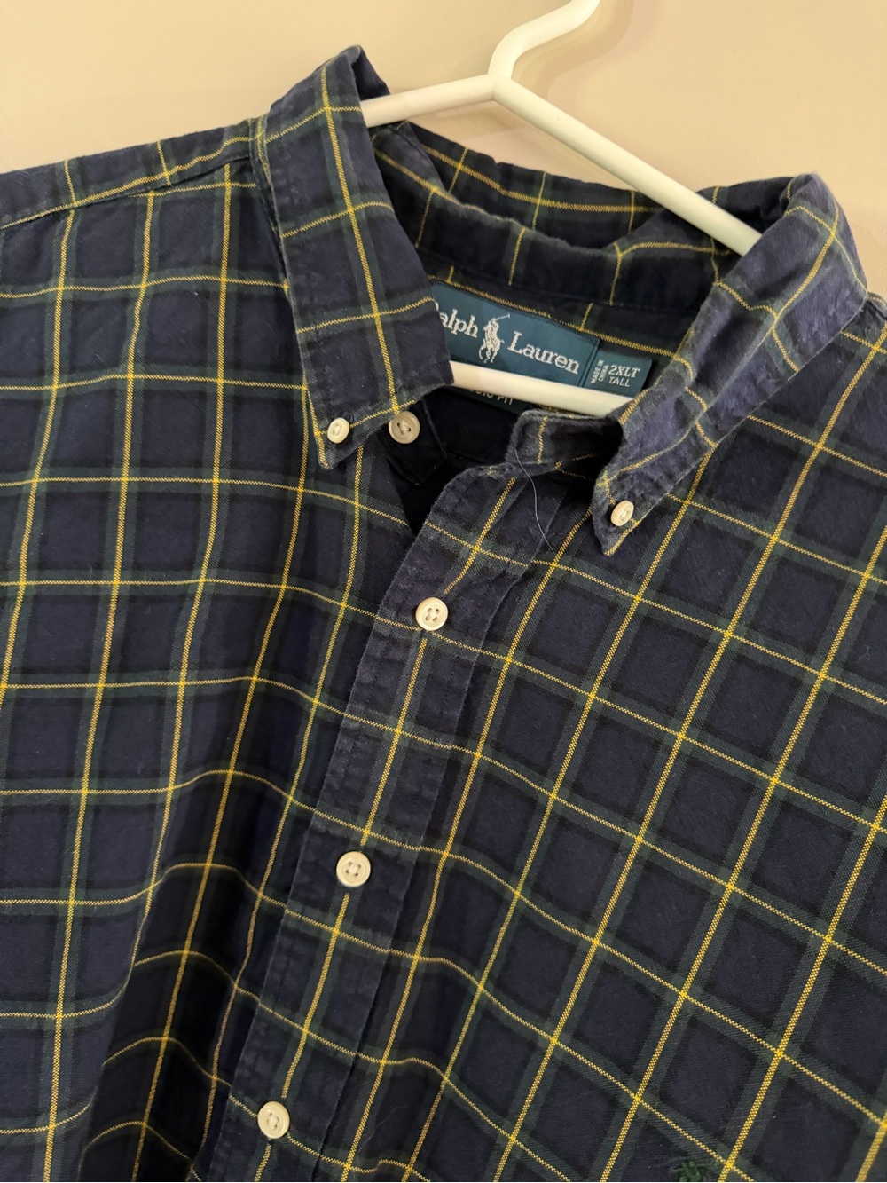 Ralph Lauren Navy & Yellow Plaid Button-Down Shirt
